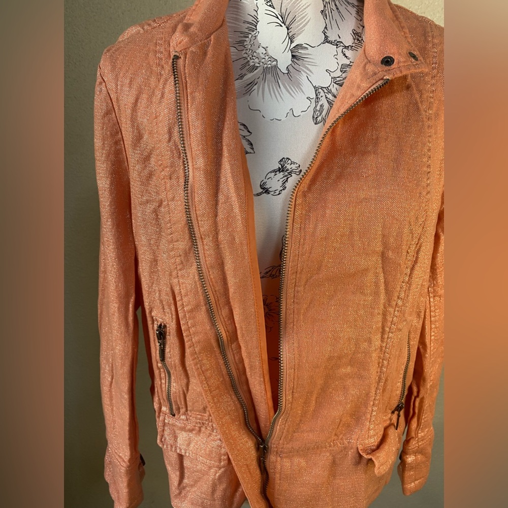 Multiples shimmer full zip lightweight linen blen… - image 4